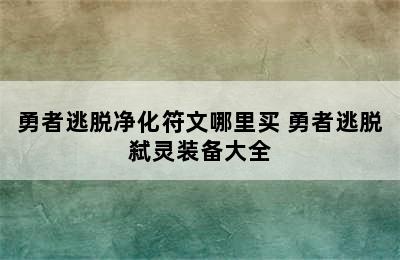 勇者逃脱净化符文哪里买 勇者逃脱弑灵装备大全